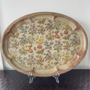 Spring Floral and Bunny Platter